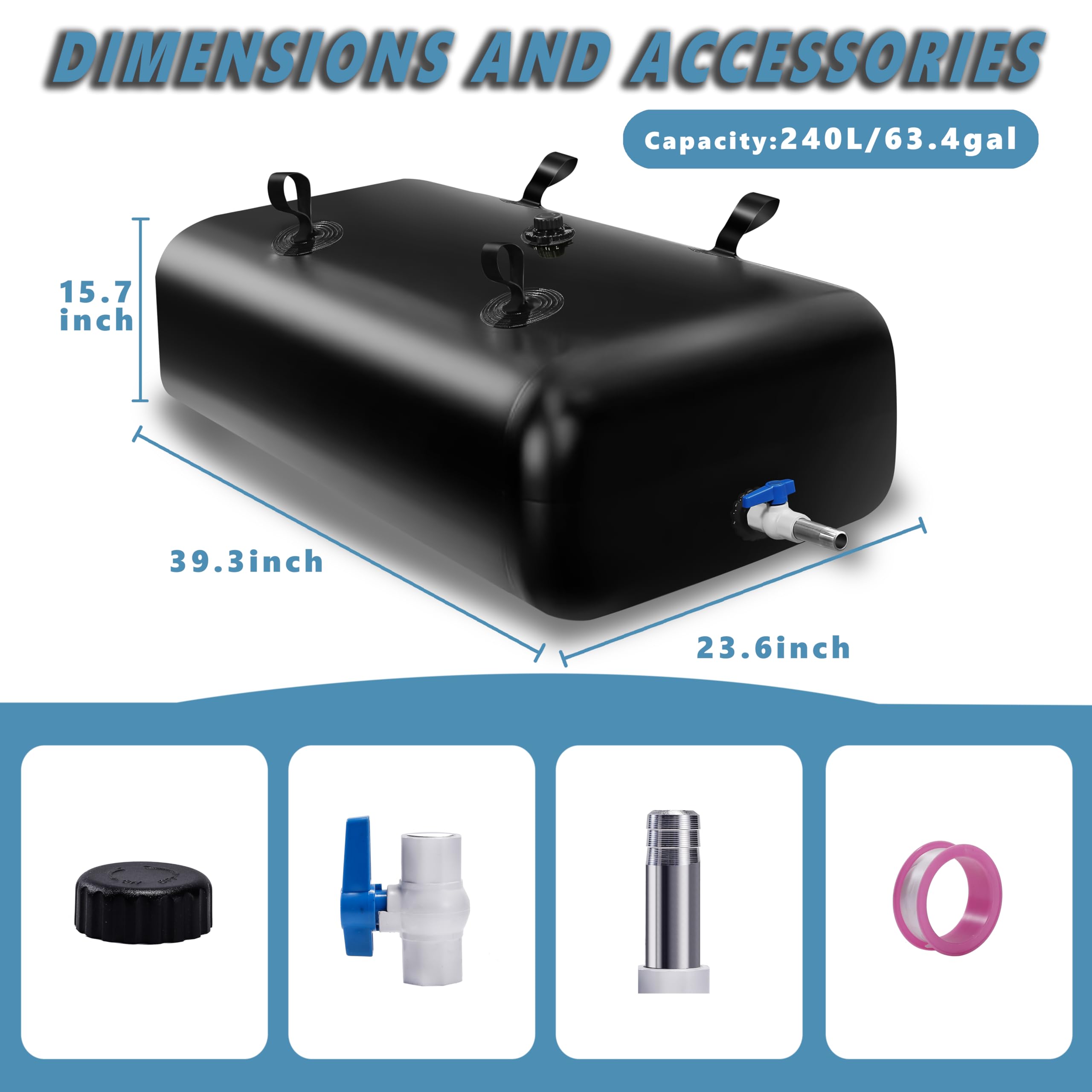 Ghosoone 240 L/63 Gal Water Bladder Tank, Foldable Portable Water Storage Container, Emergency Water Bag For Rv, Truck Bed, Fire